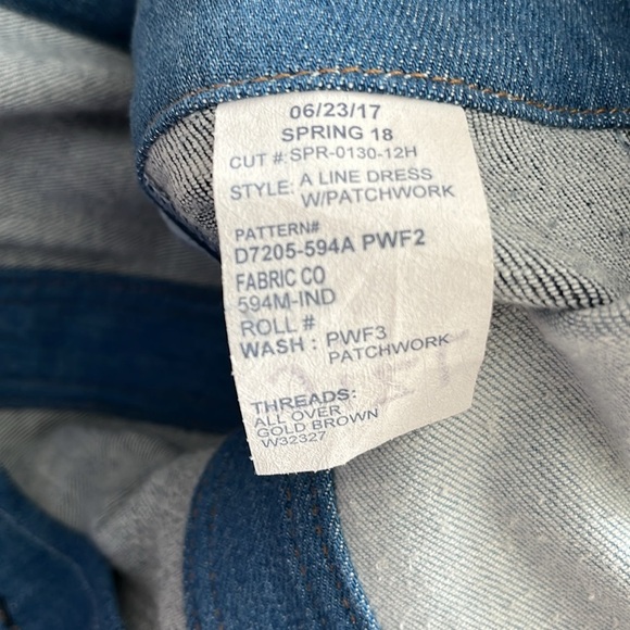 7 For All Mankind Patchwork A Line Button Front Mini Dress In Patchwork Found - Picture 9 of 9